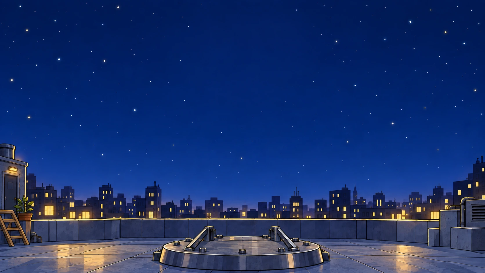 Un pas de tir sur les toits de la ville, sous les étoiles.